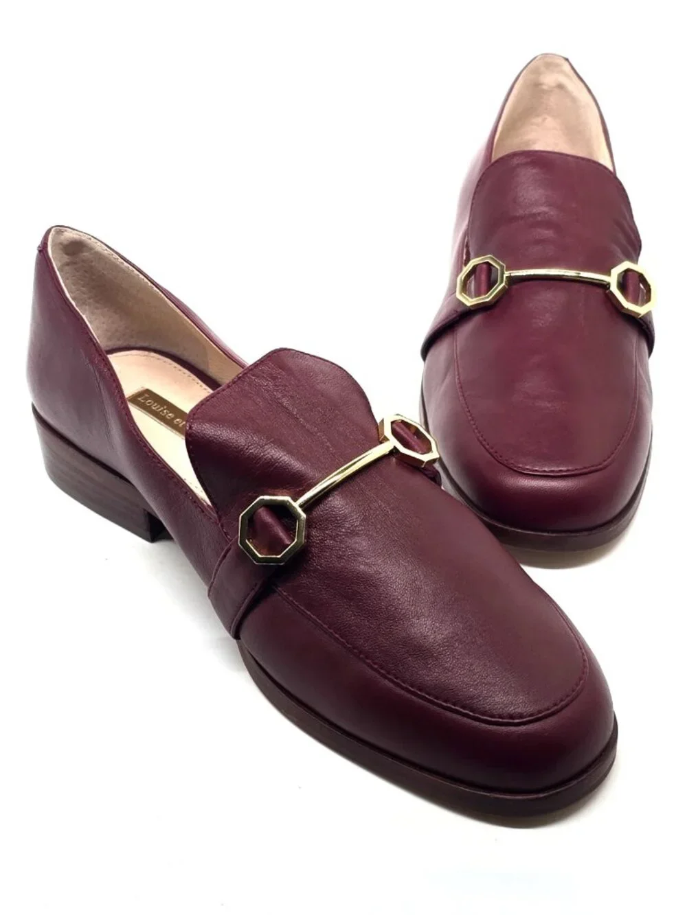 Louise et Cie Bayne Burgundy Leather Slip on Horse Bit Loafers Women's Size 8.5W